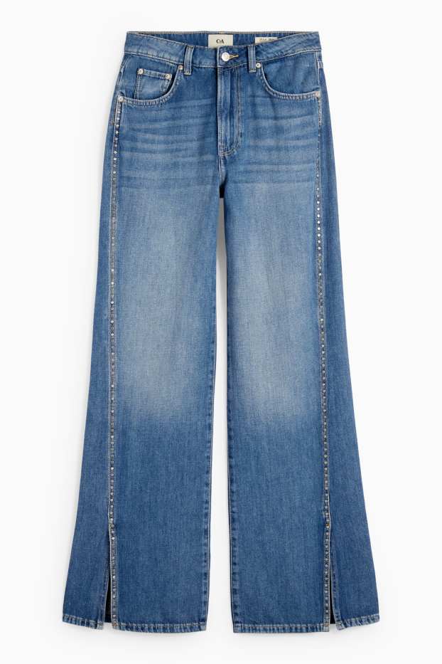 Damen - Wide Leg Jeans - Mid Waist - jeansblau