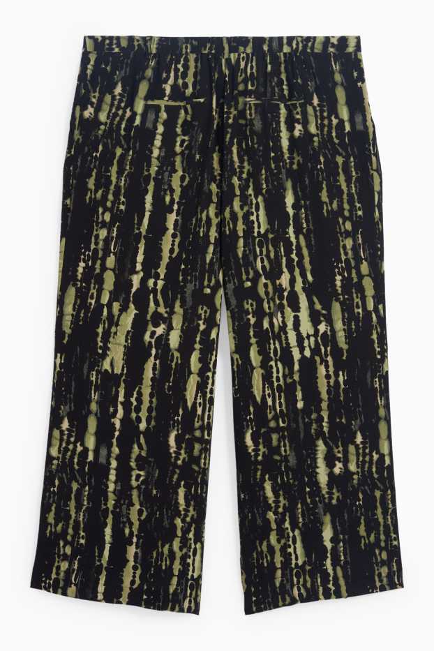 Women - Cloth trousers - high waist - wide leg - patterned - green