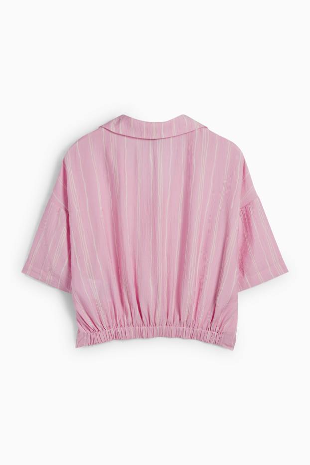Damen - Bluse - gestreift - rosa