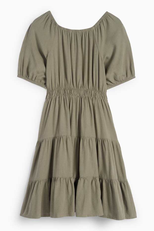 Kinder Mädchen - Kleid mit Leinen-Anteil - grün