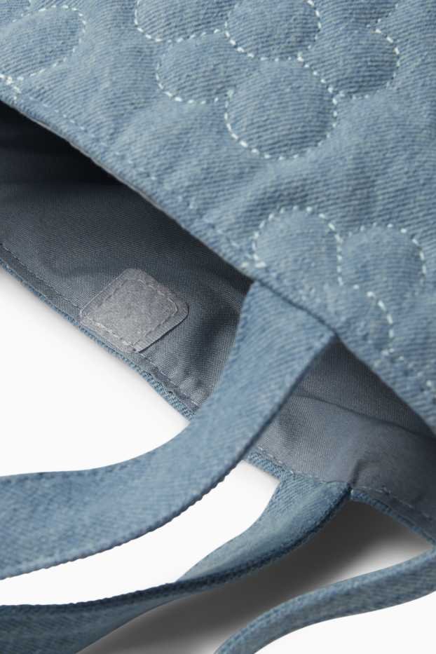 Kinder Mädchen - Kleiner Jeans-Shopper - geblümt - jeansblau