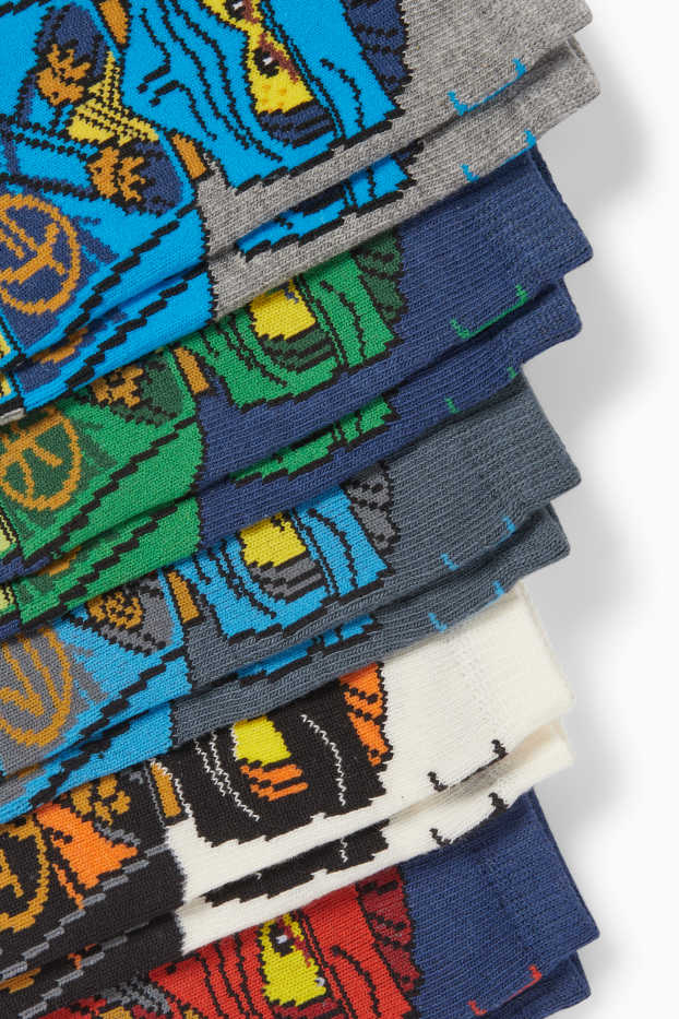 Enfants garçons - Lot de 5 paires - Lego Ninjago - chaussettes à motif - bleu foncé