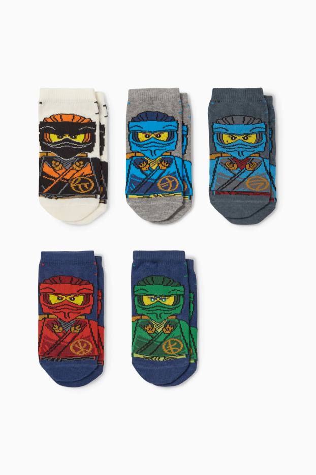 Enfants garçons - Lot de 5 paires - Lego Ninjago - chaussettes à motif - bleu foncé