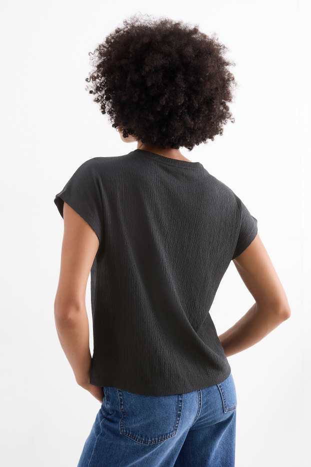 Femei - Tricou basic - structurat - negru
