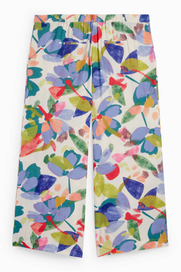 Femmes - Pantalon en toile - high waist - wide leg - à motif - coloré