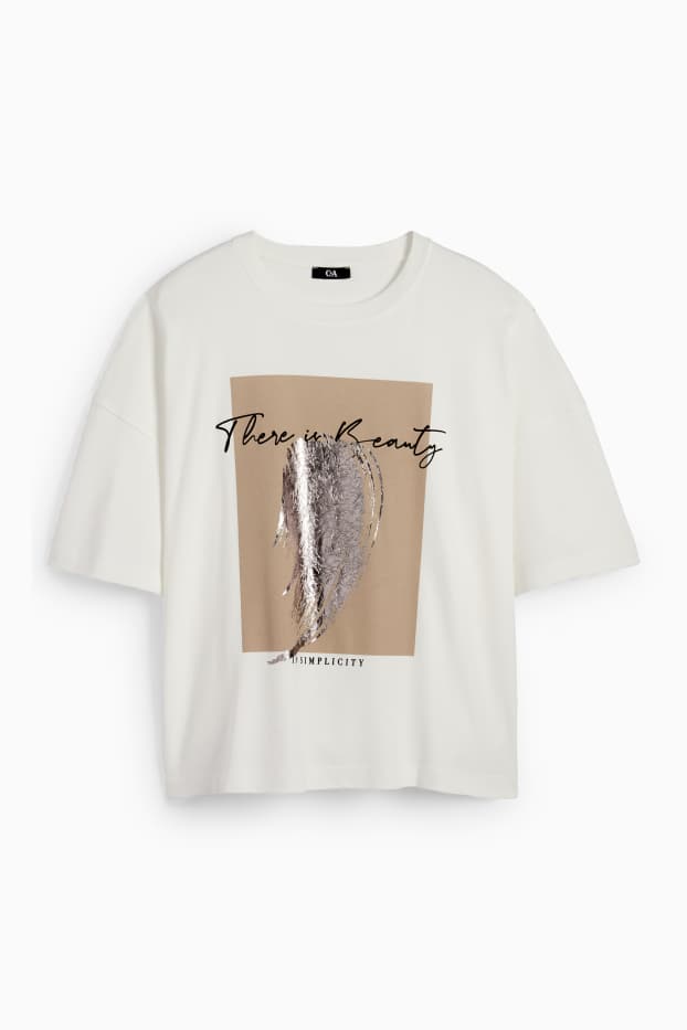 Femmes - T-shirt - effet brillant - blanc