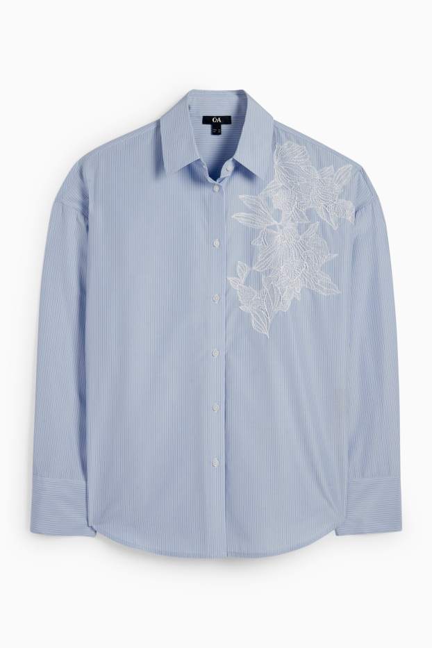 Dames - Blouse - gestreept - blauw