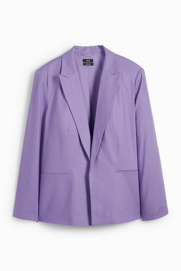 Femmes - Blazer long - relaxed fit - lin mélangé - violet