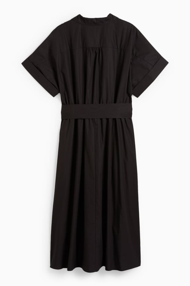 Women - Floral dress with belt - black