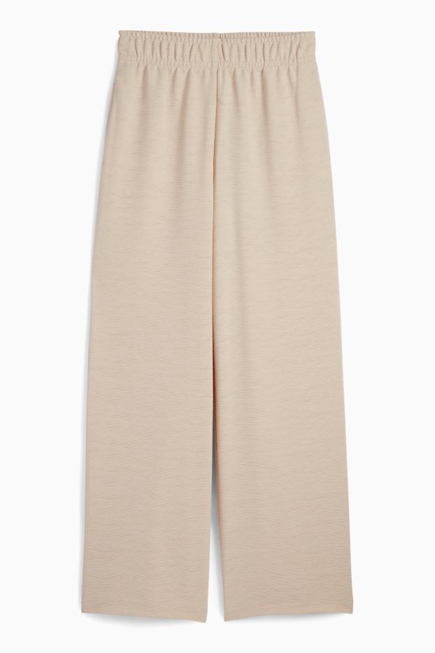 Damen - Basic-Jogginghose - gerippt - hellbeige