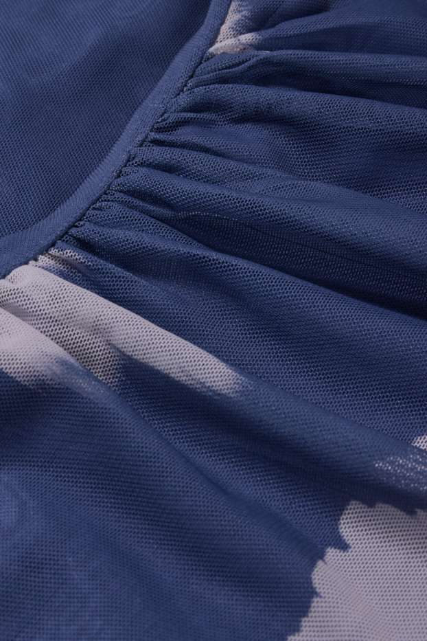 Damen - Mesh-Kleid - geblümt - blau