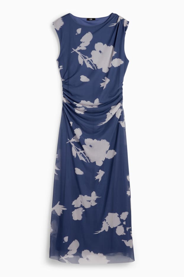 Damen - Mesh-Kleid - geblümt - blau