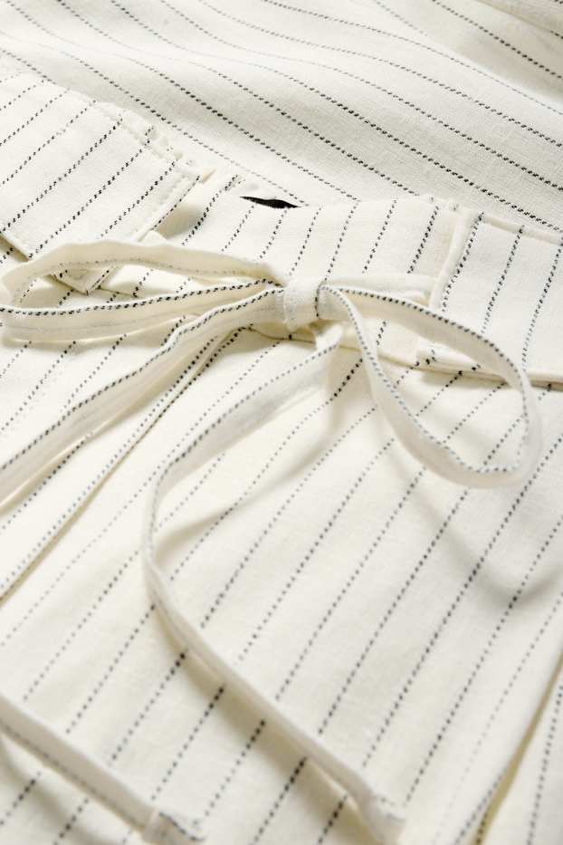 Donna - Pantaloni business - vita alta - carrot fit - misto lino - bianco crema
