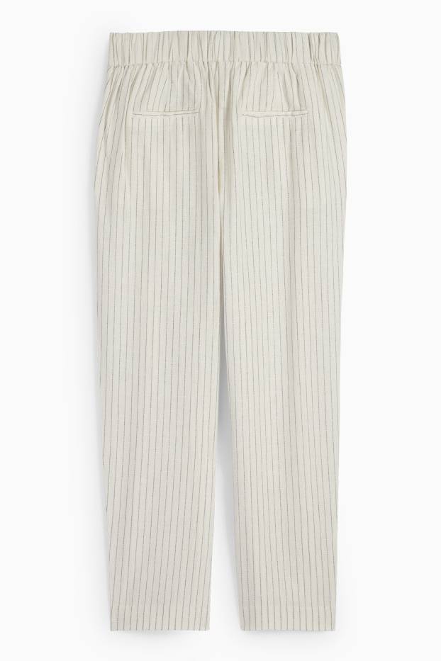 Donna - Pantaloni business - vita alta - carrot fit - misto lino - bianco crema