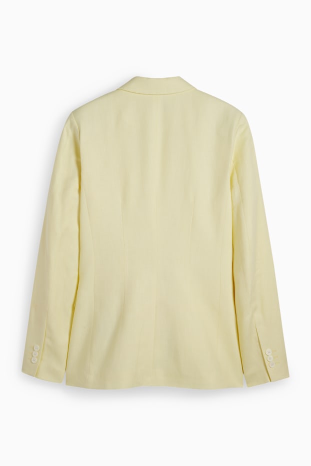Damen - Oversized-Blazer mit Leinen-Anteil - hellgelb