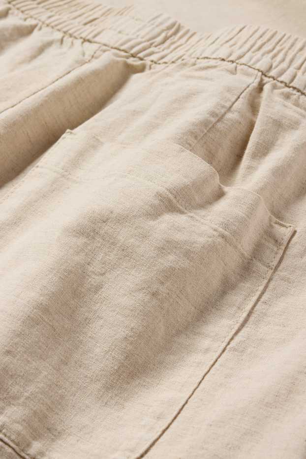 Dames - Pantalon - high waist - straight fit - linnenmix - licht beige