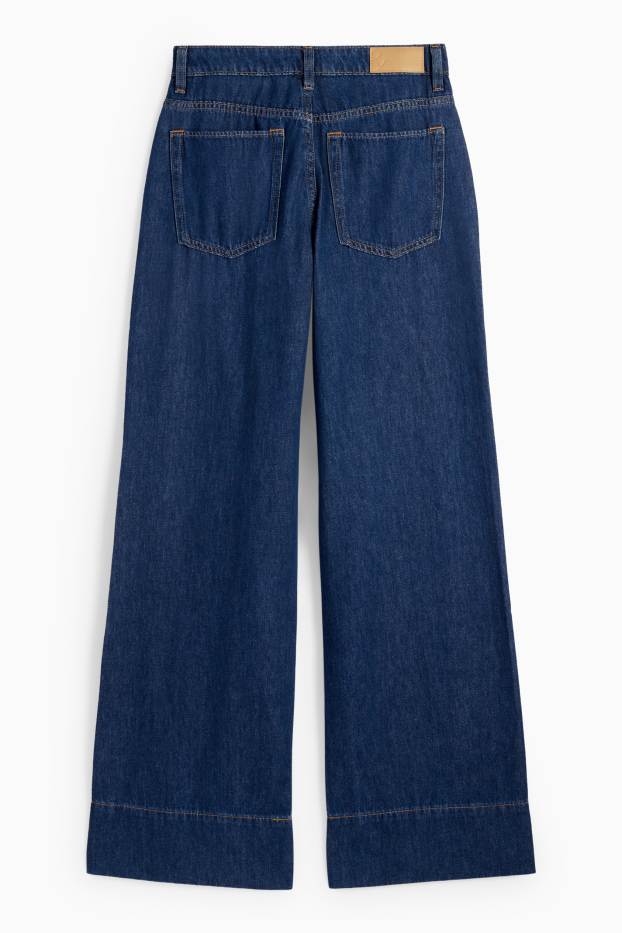 Damen - Wide Leg Jeans - Mid Waist - dunkeljeansblau
