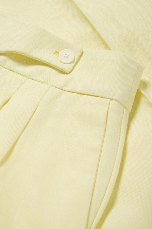 Femmes - Pantalon de bureau avec teneur en lin - high waist - wide leg - jaune clair