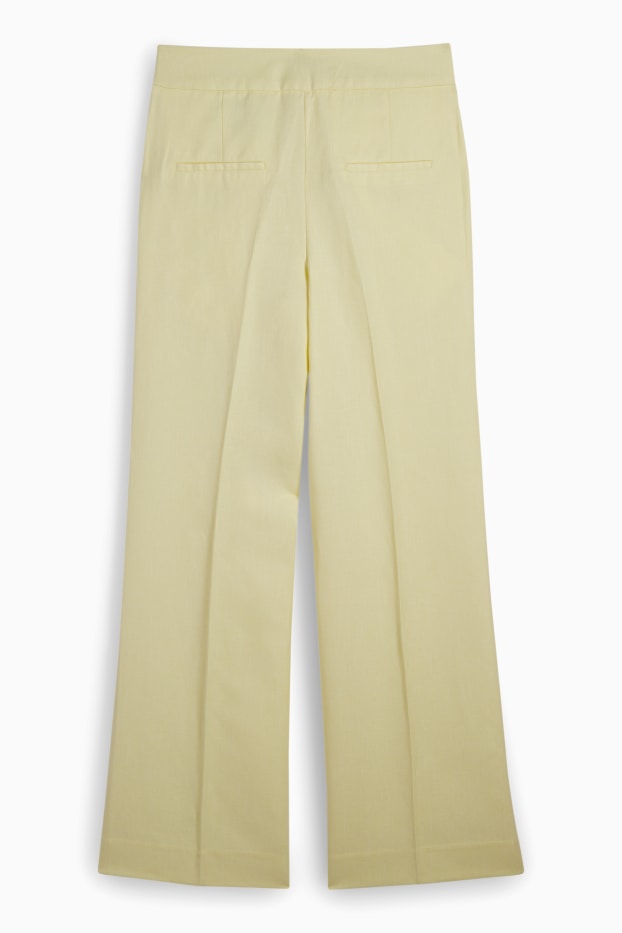 Femmes - Pantalon de bureau avec teneur en lin - high waist - wide leg - jaune clair