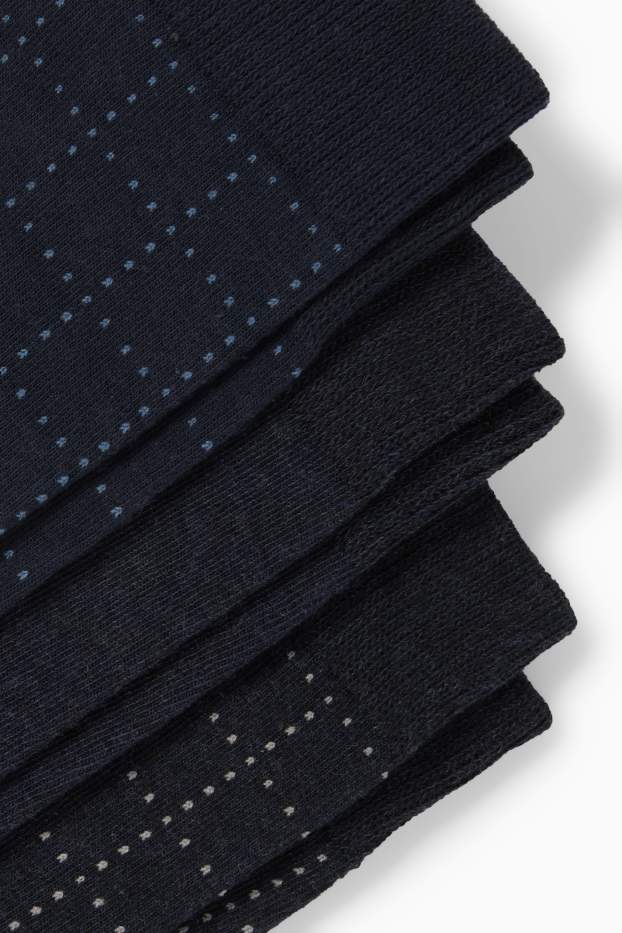 Hommes - Lot de 3 paires - chaussettes - à carreaux - bleu foncé