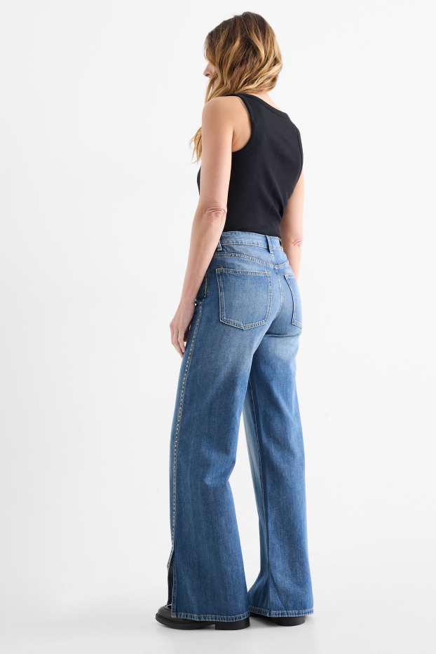 Damen - Wide Leg Jeans - Mid Waist - jeansblau