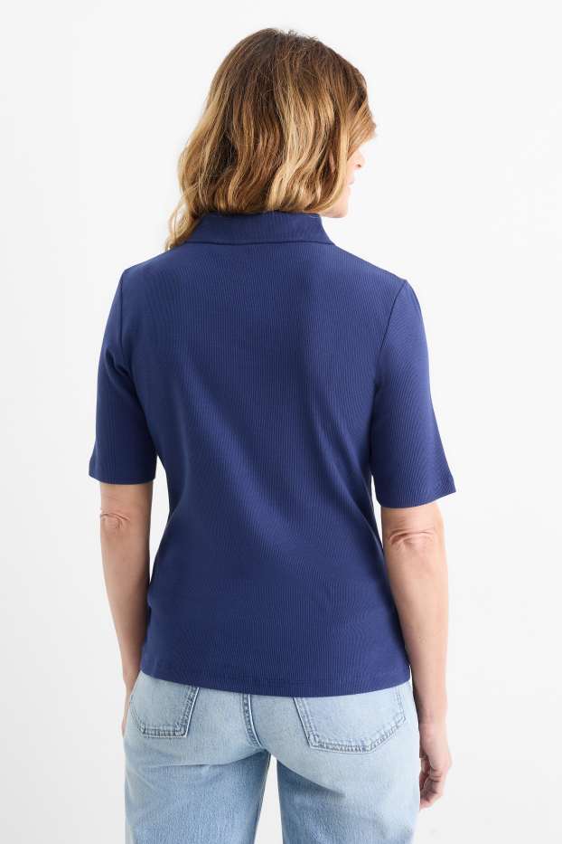 Femei - Tricou polo - reiat - albastru închis