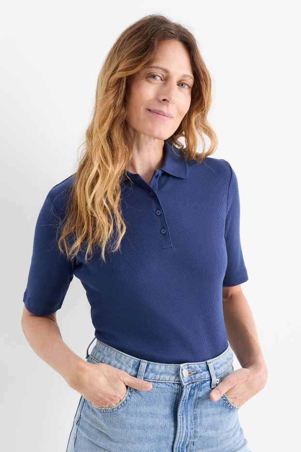 Femei - Tricou polo - reiat - albastru închis