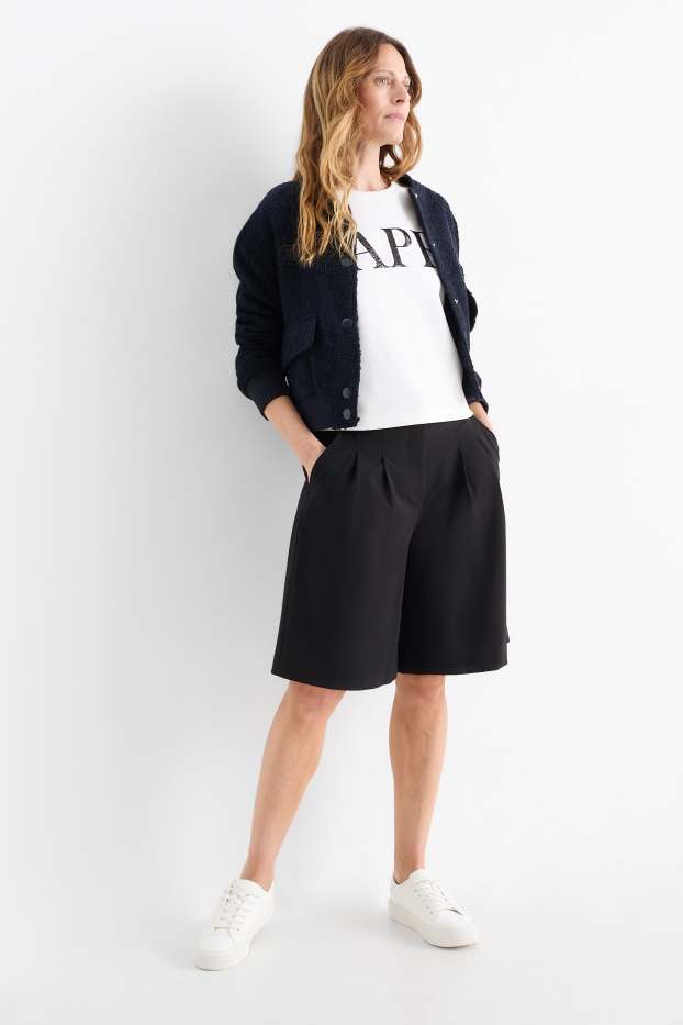 Donna - Shorts - vita alta - nero