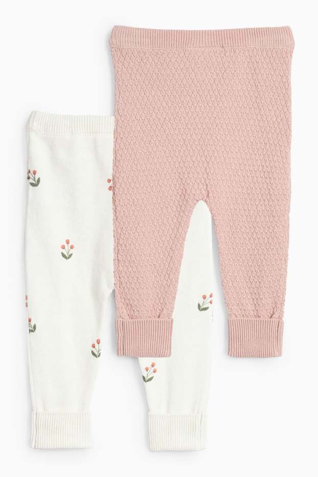 Nadó nena - Paquet de 2 - floretes - leggings de punt per a nadó - blanc