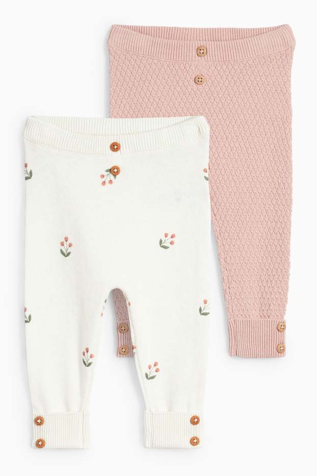 Nadó nena - Paquet de 2 - floretes - leggings de punt per a nadó - blanc
