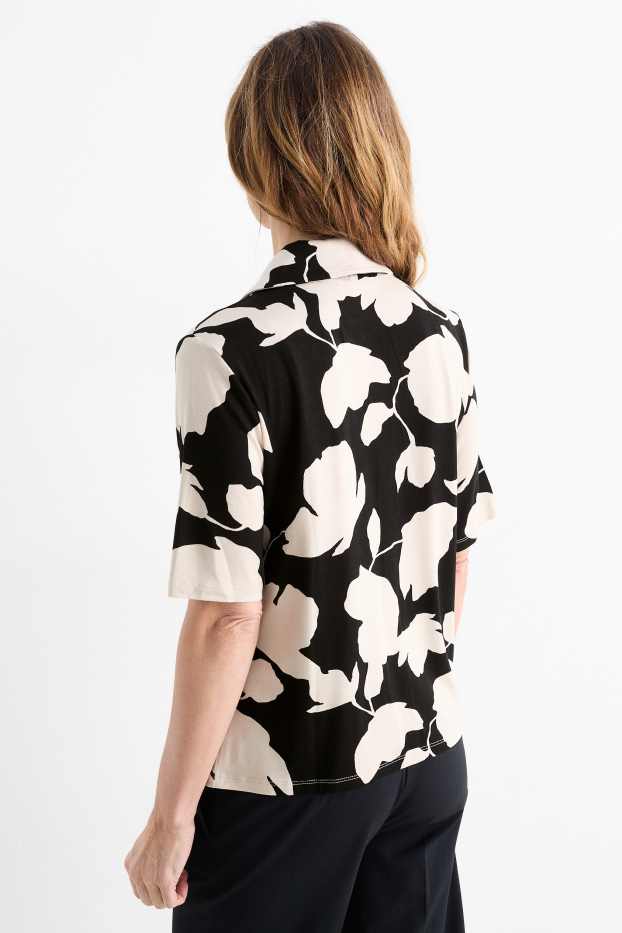 Women - Basic blouse - floral - black / beige