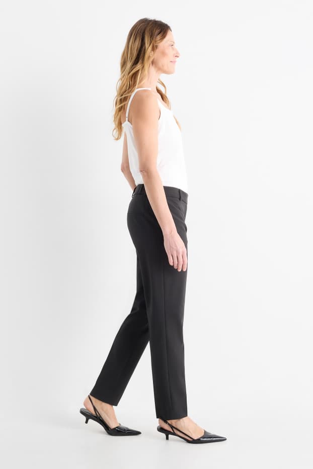Dames - Business-broek - mid waist - slim fit - zwart