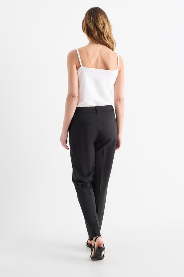 Dames - Business-broek - mid waist - slim fit - zwart