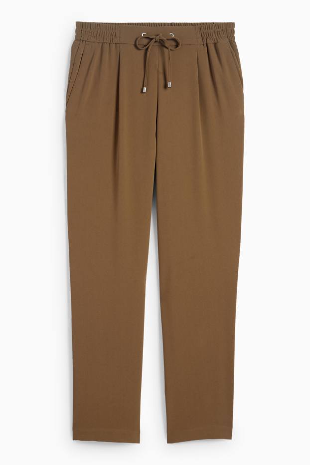 Damen - Stoffhose - Mid Waist - Tapered Fit - khaki