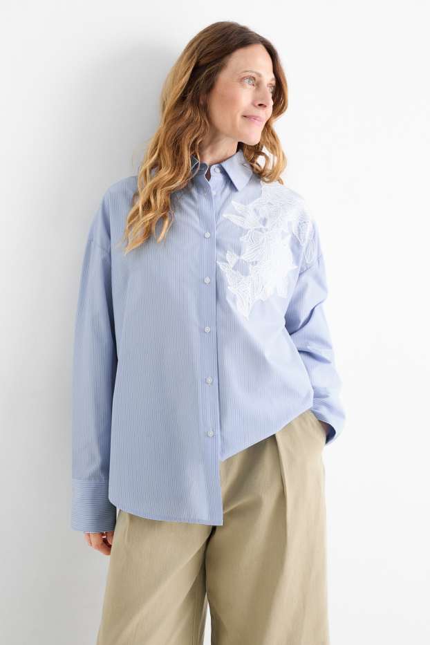 Dames - Blouse - gestreept - blauw