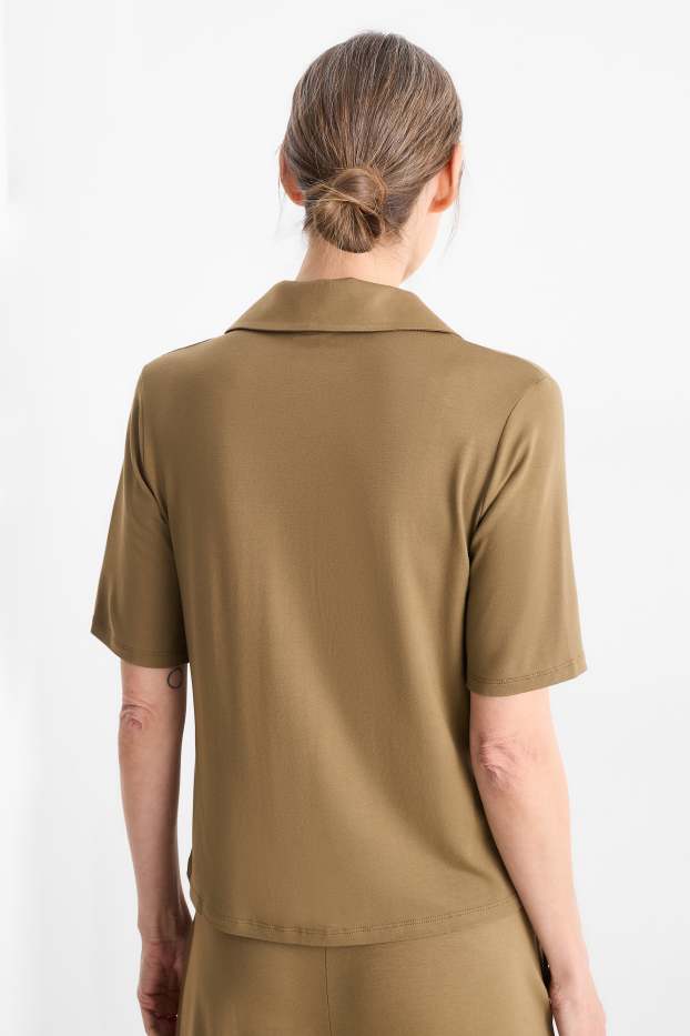 Femmes - Polo en maille - kaki