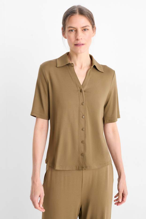 Femmes - Polo en maille - kaki