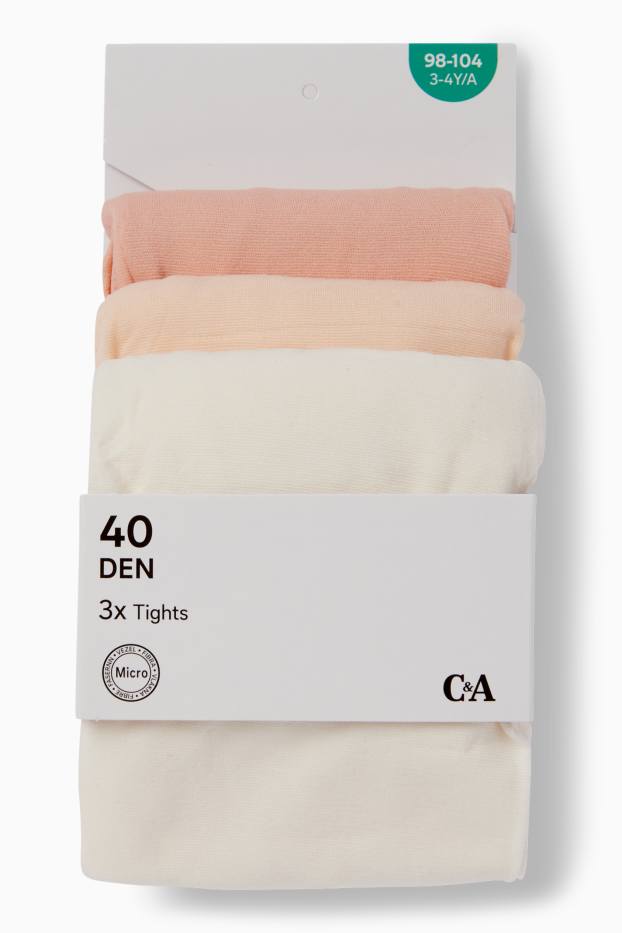 Děti - dívky - Multipack 3 ks - silonky - 40 DEN - béžová