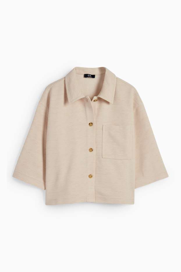 Donna - Blusa - a coste - beige chiaro