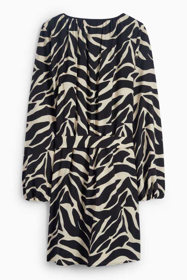 Femmes - Robe évasée - à motif - noir