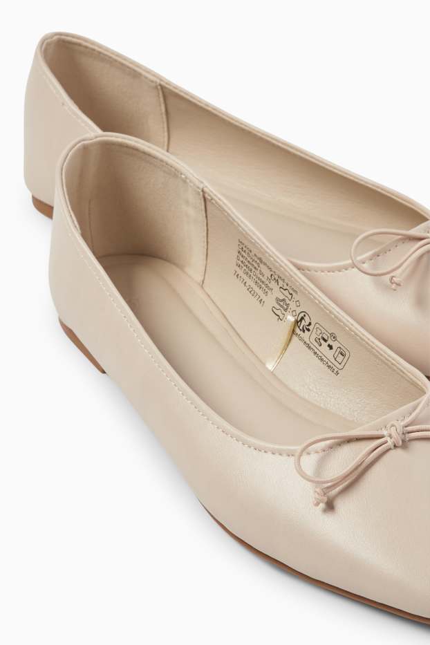 Dames - Ballerina’s - imitatieleer - licht beige