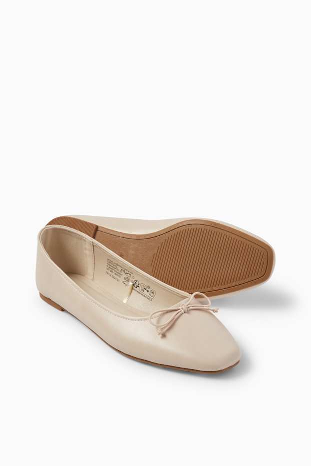 Dames - Ballerina’s - imitatieleer - licht beige