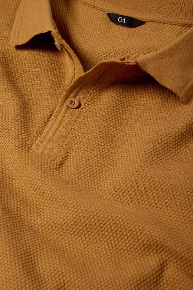 Men - Polo shirt - textured - brown