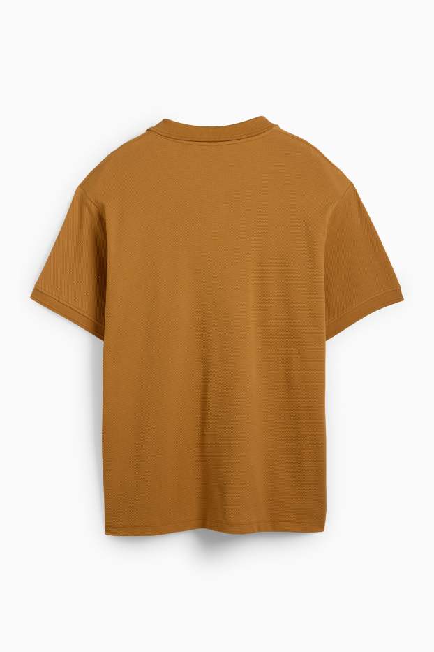 Men - Polo shirt - textured - brown