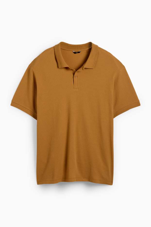 Men - Polo shirt - textured - brown
