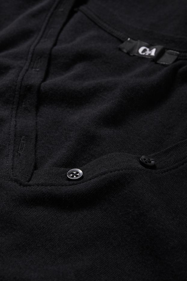 Dona - Samarreta de màniga curta amb coll en punta - regular fit - negre