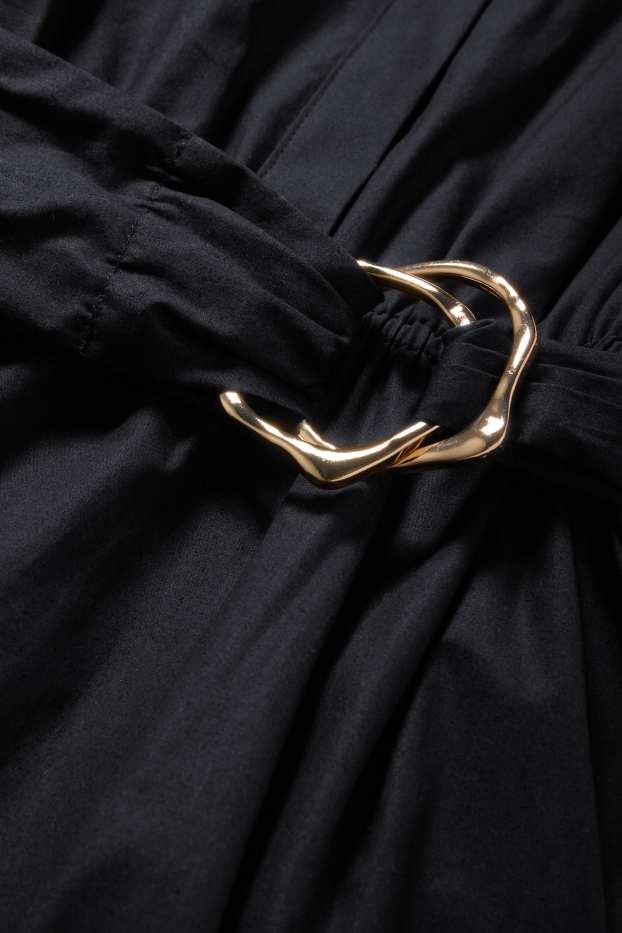 Women - Shirt dress with belt - black