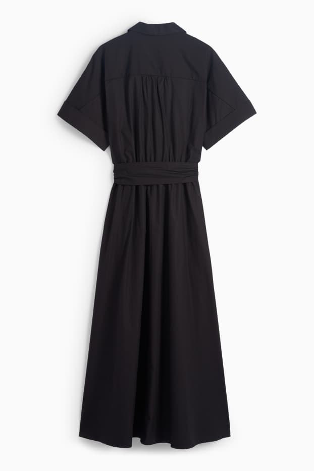 Women - Shirt dress with belt - black