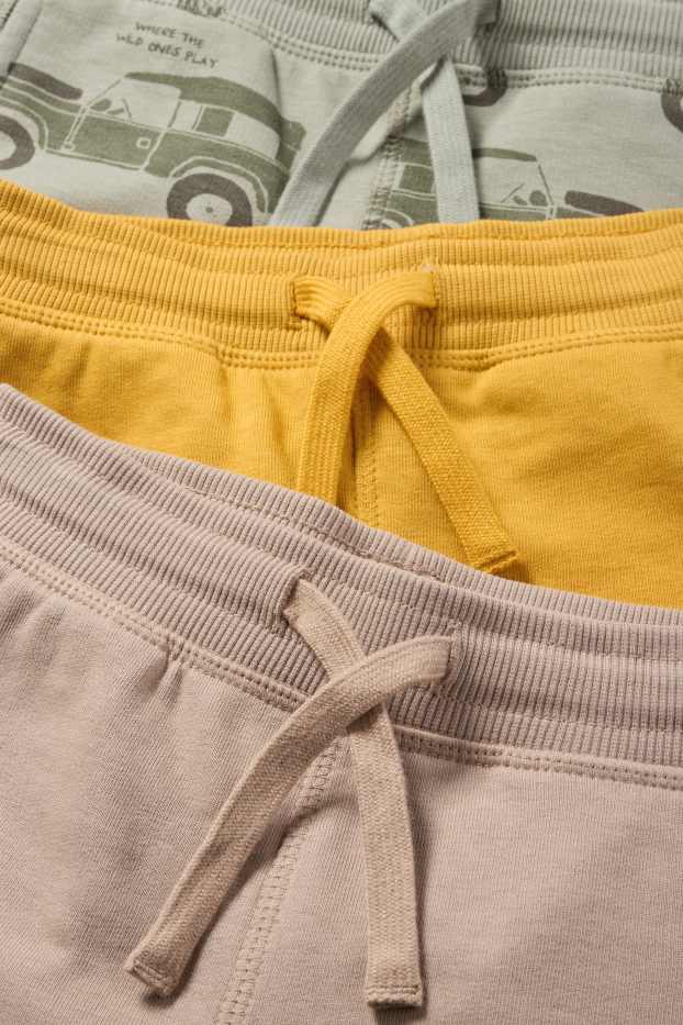 Enfants garçons - Lot de 3 - safari - bermudas en molleton - jaune
