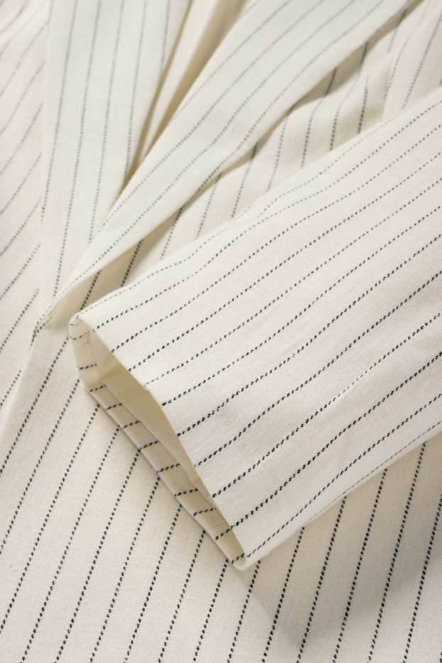 Femei - Blazer office - relaxed fit - amestec de in - dungi fine - alb-crem